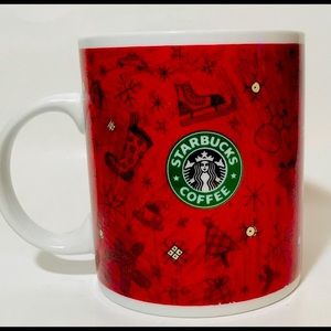 Starbucks Barista Large Christmas Mug Sneaky Shaking of Presents on Inside Rim
